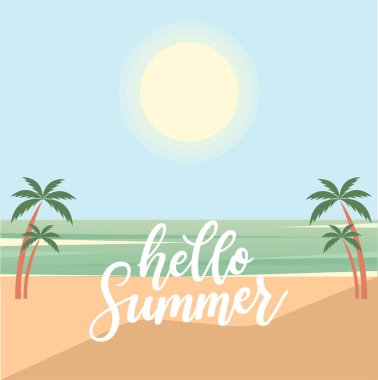 Summer card with palm trees