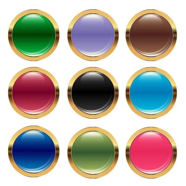 Set Colored Buttons Gold Vector Design Element Space Your Text — Stock Vector