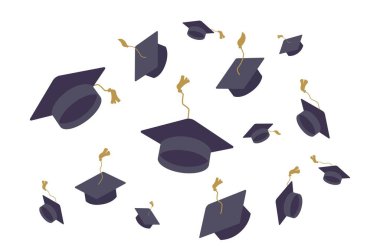 Üniversite harç panoları geleneği düz illüstrasyon atma