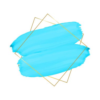 Suluboya fırça darbeleri ve kare doğrusal altın çerçeve