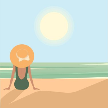 Yeşil mayo giyen romantik kız. 