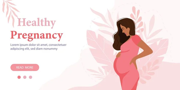 Pregnant Black Woman Vector Illustration — ストックベクタ