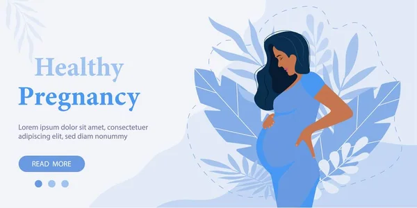 Pregnancy Banner Pregnant Black Woman — ストックベクタ