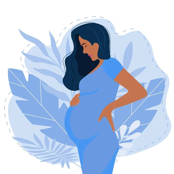 Těhotná Černá Žena Koncept Vektorové Ilustrace — Stockový vektor
