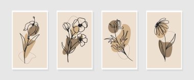 Vector set of boho minimal duvar sanatı