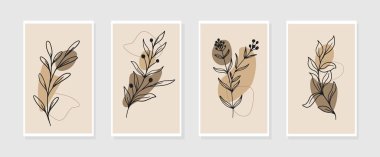 Vector set of boho minimal duvar sanatı