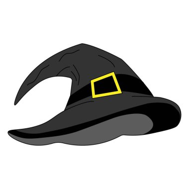  Beyaz arkaplanda tokalı cadı şapkası izole edildi