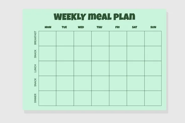 Týdenní Nabídka Plánovač Jídel — Stockový vektor
