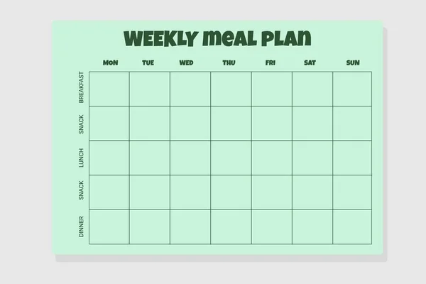 ウィークリーメニュー 食事プランナー — ストックベクタ