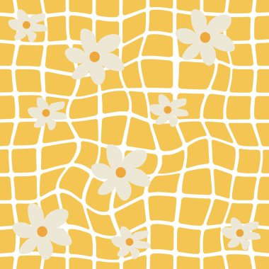 Papatyalı mozaik desensiz sarı renkler 