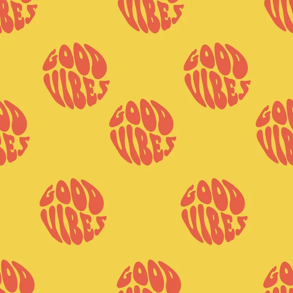 Good Vibes Only Quote Circle Seamless Pattern — Stockvektor