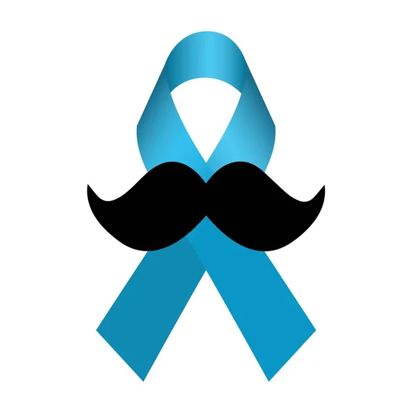Blue Ribbonwith Mustache Isolated White Background — Vettoriale Stock