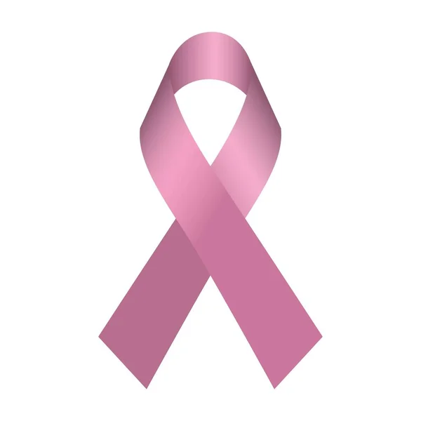 Realistic Pink Ribbon Breast Cancer Symbol — Vetor de Stock