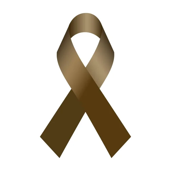 Brown Awareness Ribbon Isolated White Background — Vettoriale Stock