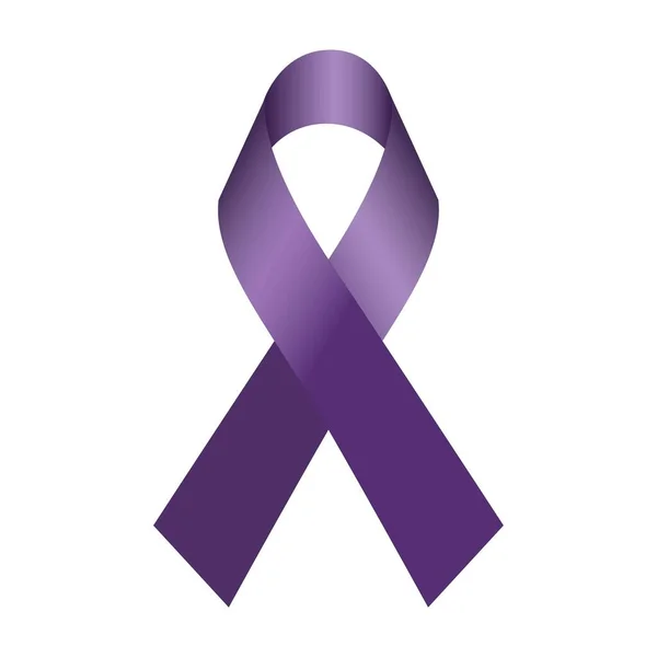 Purple Awareness Ribbon Isolated White Background — Vetor de Stock