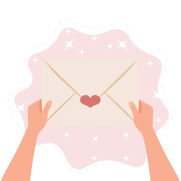 Hands Holding Envelope Letter — Vector de stock