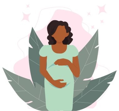Black Pregnant woman, concept vector illustration