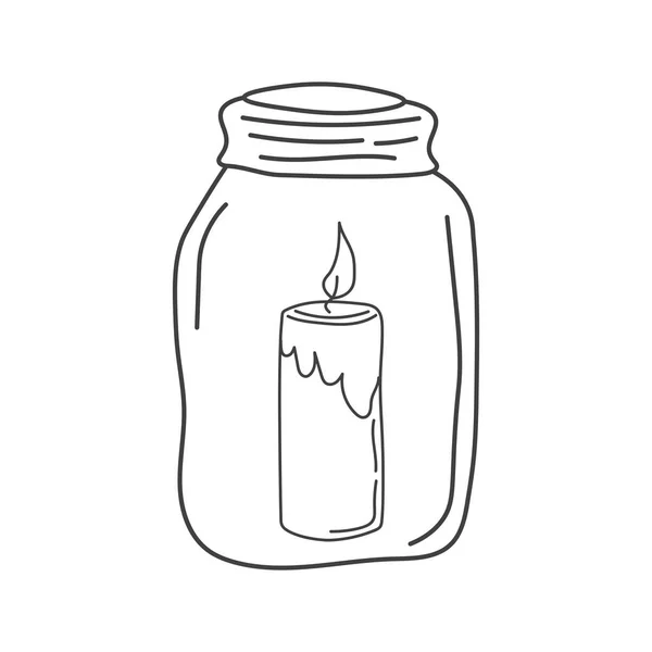 Hořící Aroma Svíčka Sklenici Izolované Bílém Pozadí — Stockový vektor