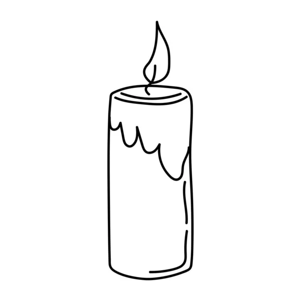 Burning Candle Line Vector — Vettoriale Stock