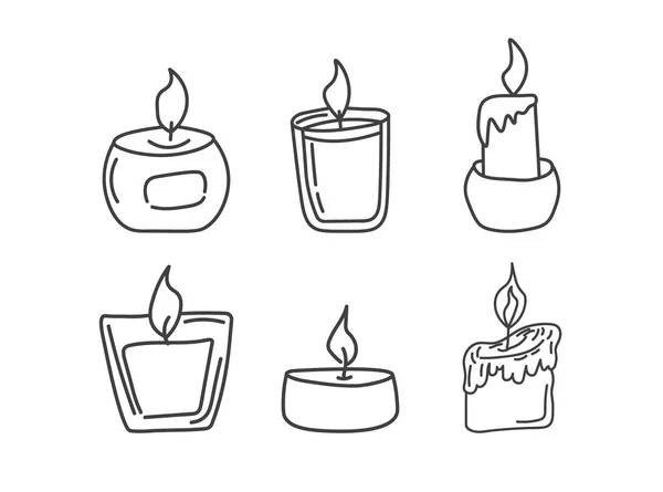 Set Candele Disegnate Mano — Vettoriale Stock