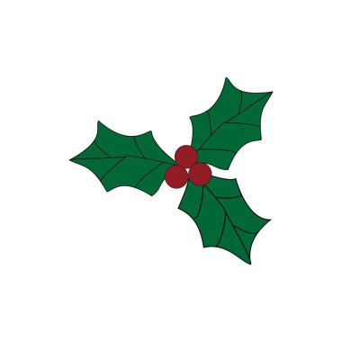 Illustration of Christmas holly branch