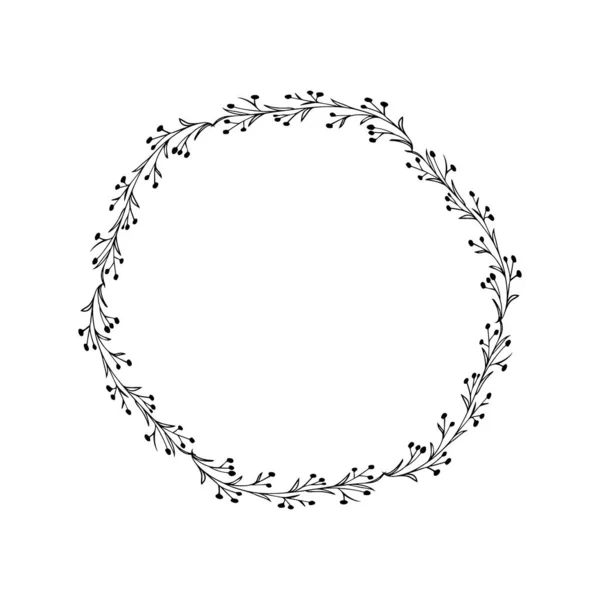Cadre Rond Avec Fleurs — Image vectorielle