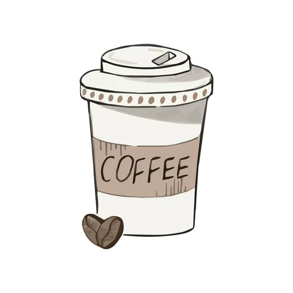 Vector Illustration Disposable Coffee Cup — 스톡 벡터