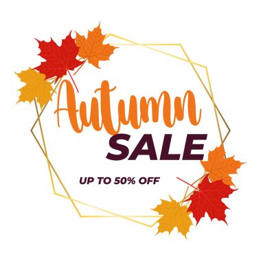 Parlak sonbahar yapraklı sonbahar indirimi şablonu