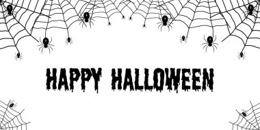 Ağ ve örümcekli vektör illüstrasyonu