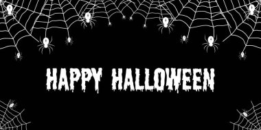 Ağ ve örümcekli vektör illüstrasyonu