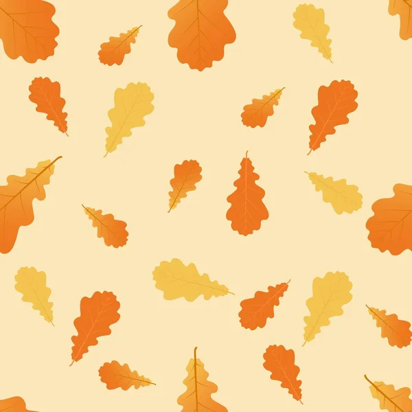 Seamless Pattern Autumn Oak Leaves — Stock Vector