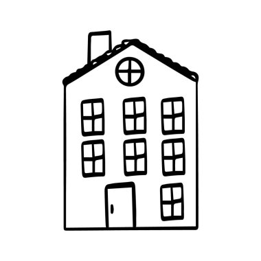 Beyaz arka planda izole edilmiş şirin bir ev.