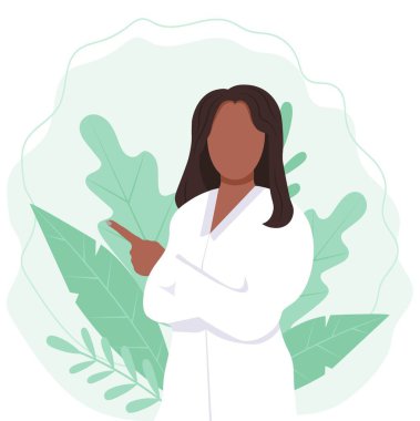 Beyaz üniformalı Afrikalı kadın doktor.