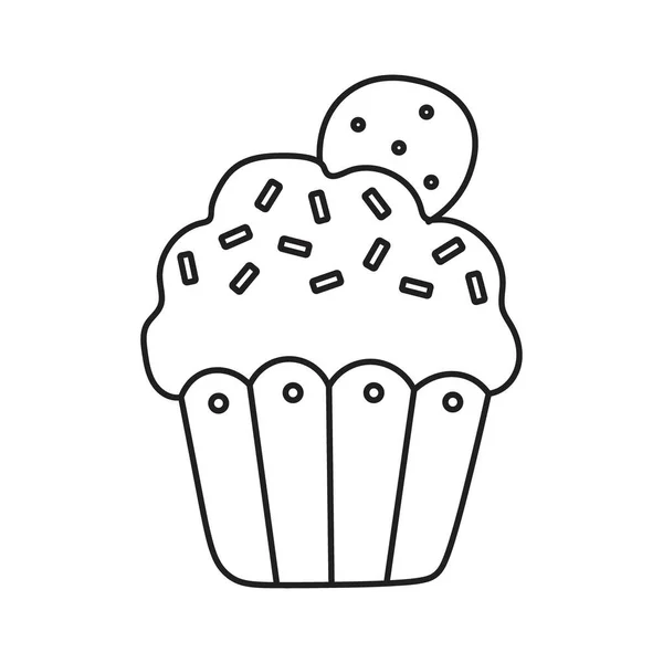 Cupcake Handgetekende Doodle Stijl — Stockvector