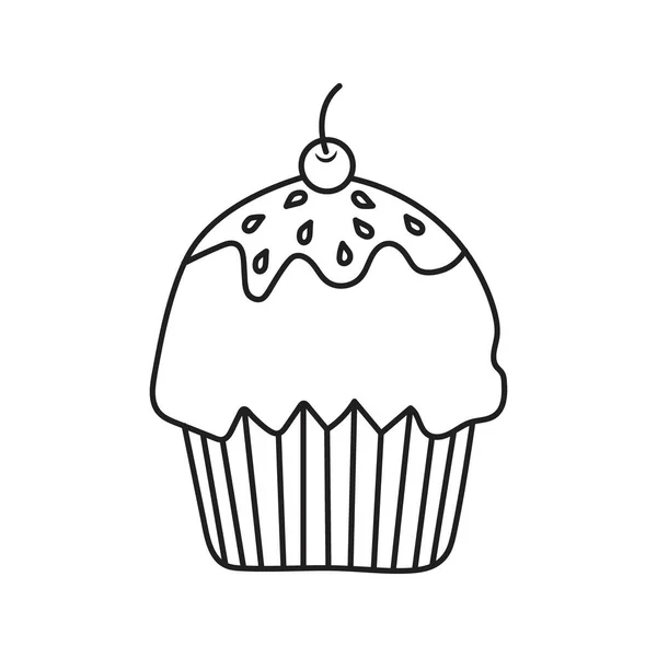Cupcake Estilo Garabato Dibujado Mano — Archivo Imágenes Vectoriales