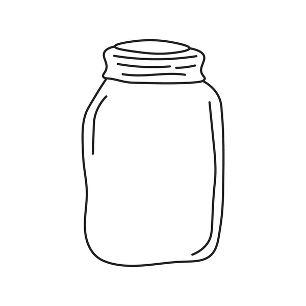 Empty Glass Jar Sketch Style — Stock Vector