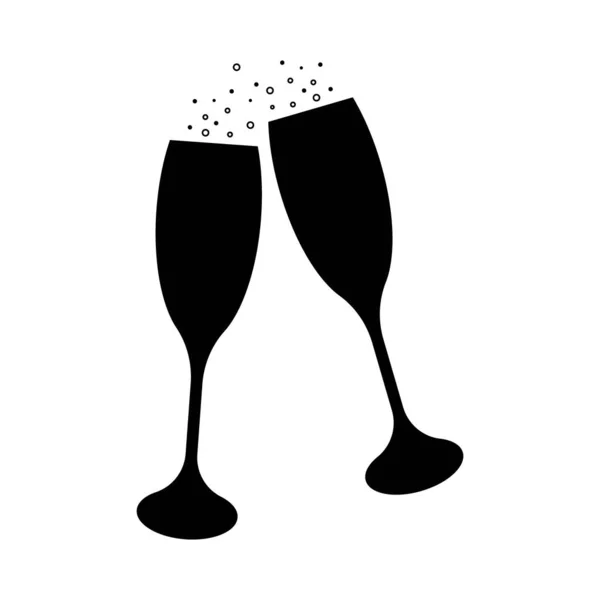 Zwei Gläser Champagner Silhouette — Stockvektor