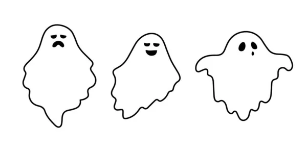 Halloween Ghost Silhouette Set — Stockvektor