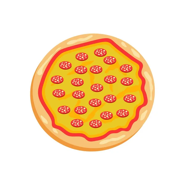 Pizza Saborosa Com Salame Queijo —  Vetores de Stock