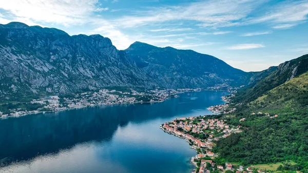 Scenic view on a sunny day on Boko Kotor Bay, Montenegro