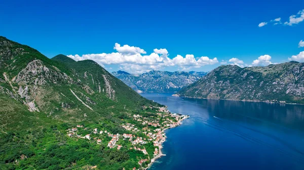 Scenic view on a sunny day on Boko Kotor Bay, Montenegro