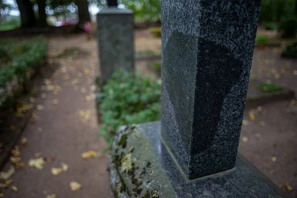 Fragment Old Gray Gravestone Latvia Cemetery Pattern Granite — Stock Photo, Image
