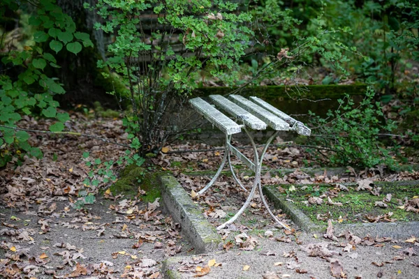 Banco Hecho Mano Cementerio Viejo Objeto Vintage Madera Metal Pintado — Foto de Stock