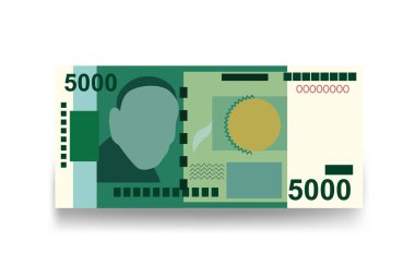 Kırgız som Vektör İllüstrasyonu. Kırgızistan parası tomarla para ayarladı. Kağıt para 5000 som. Düz stil. Beyaz arka planda izole edilmiş. Basit minimal tasarım.