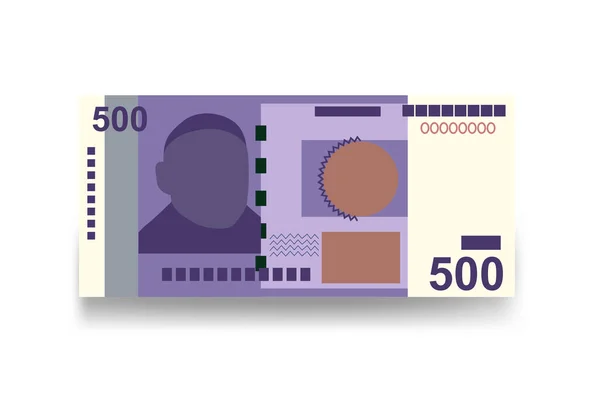 キルギスのソムベクターイラスト キルギスのお金は紙幣を束ねた 紙幣500ソム フラットスタイル 白い背景に隔離されている シンプルなミニマルデザイン — ストックベクタ