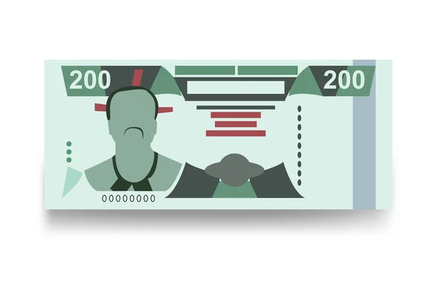 Ilustracja Wektora Lilangeni Pieniądze Eswatini Ustawiają Pakiety Banknotów Papierowe 200 — Wektor stockowy
