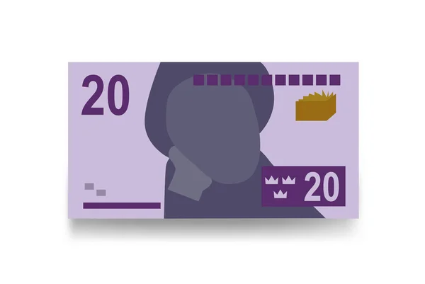 Swedish Krona Vector Illustration Suède Billets Banque Liasse Papier Monnaie — Image vectorielle