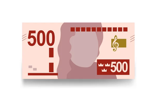 Swedish Krona Vector Illustration Inglés Suecia Fijó Paquete Billetes Papel — Vector de stock