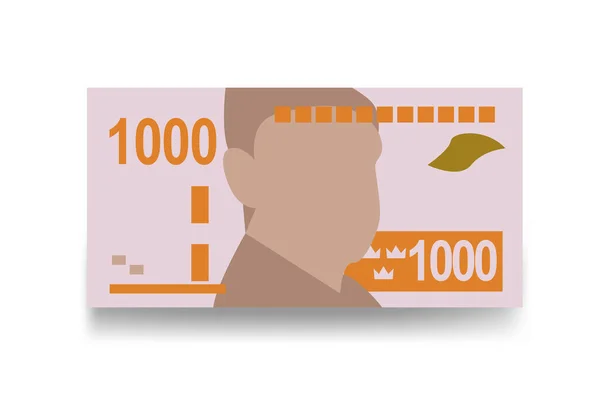 スウェーデンのクローナベクトルイラスト スウェーデンのお金は紙幣を束ねた 紙幣1000キロ フラットスタイル 白い背景に隔離されている シンプルなミニマルデザイン — ストックベクタ