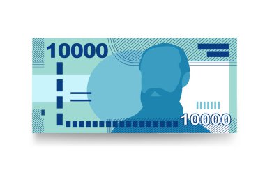 Şili Peso Vektör İllüstrasyonu. Şili parası demet banknotlar hazırladı. Kağıt para 10000 CLP. Düz stil. Beyaz arka planda izole edilmiş. Basit minimal tasarım.